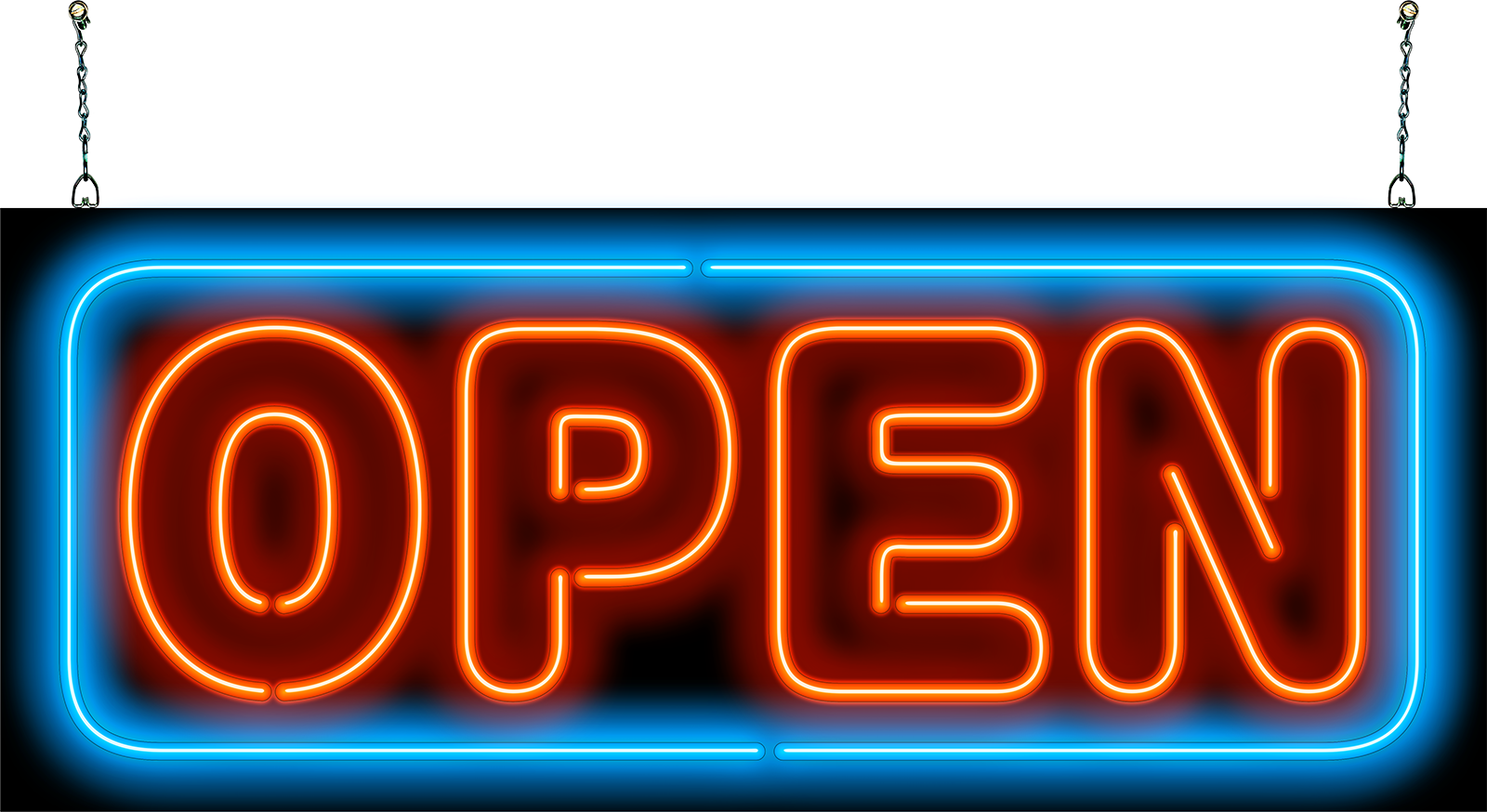 Open with Border Super Sized Neon Sign