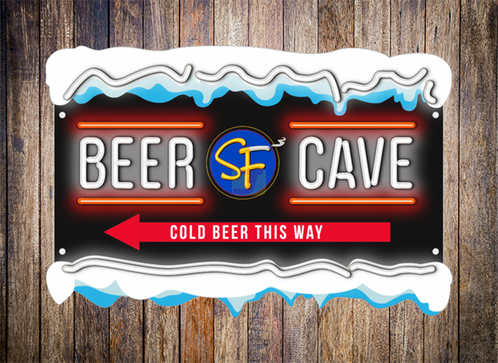 Beer Cave Cold Beer This Way Wall Mounted Neon Sign