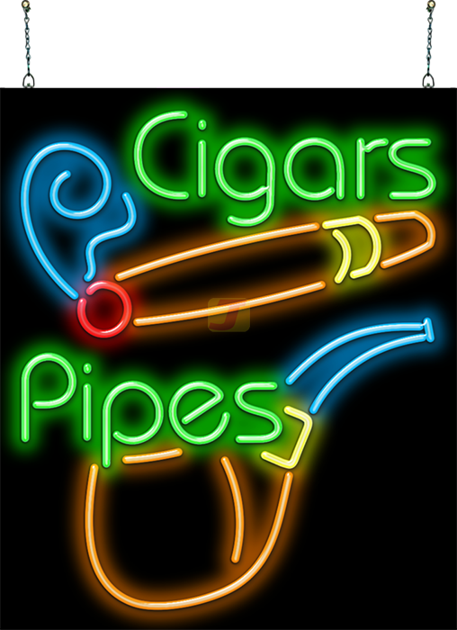 Cigars Pipes with Graphics Neon Sign