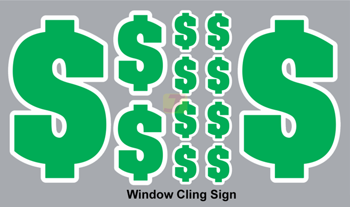 Dollar Sign Window Clings (Set of 12)