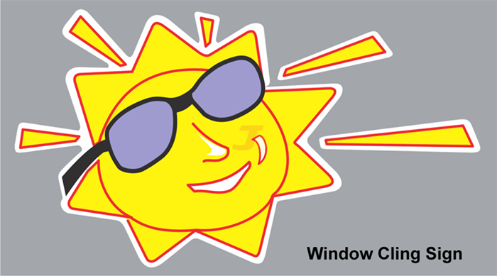 Large Sunshine Face Window Cling Sign