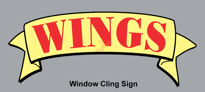 Wings Banner Window Cling Sign