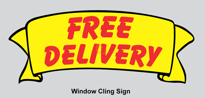 Free Delivery Banner Window Cling