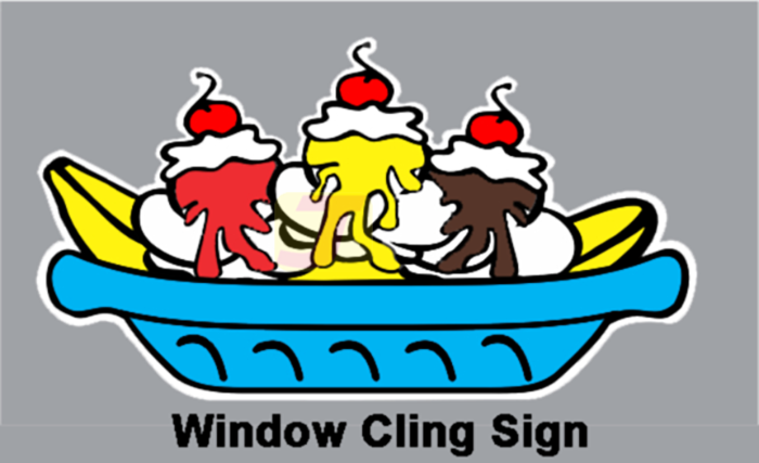 Banana Split Window Cling Sign