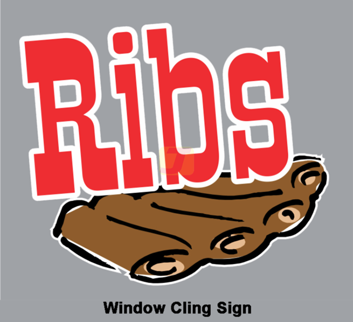 Ribs Window Cling Sign