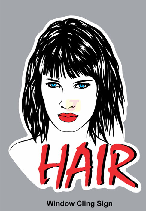 Hair with Girl Window Cling Sign