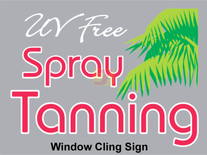 UV Free Spray Tanning Static Cling Window Sign