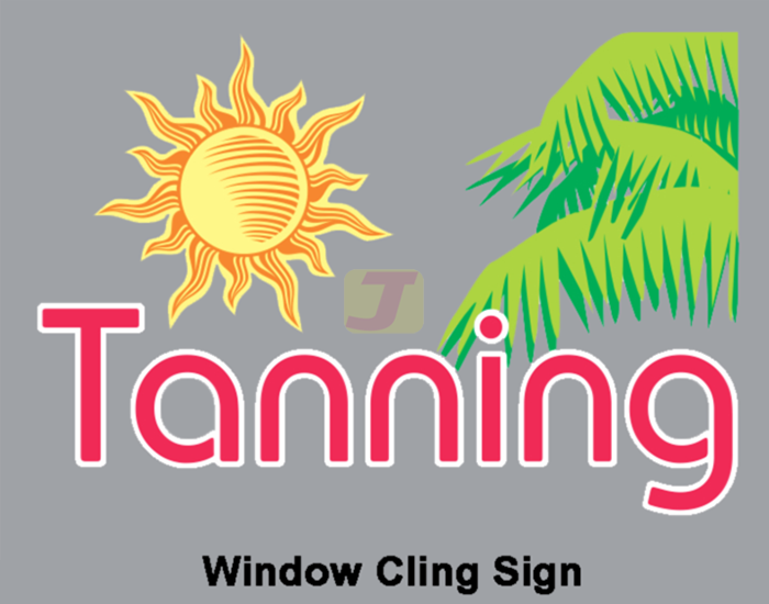 Tanning with Sun Static Cling Window Sign