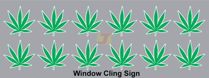 Hemp Leaf Window Clings - Set of 12
