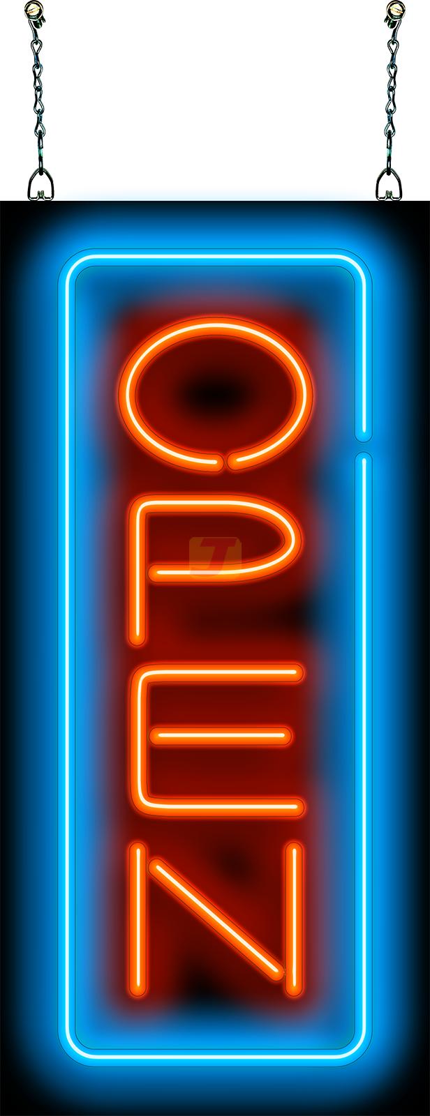 Vertical Neon Open Sign - Red & Blue