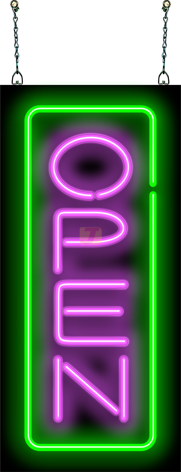 Vertical Neon Open Sign - Purple & Green