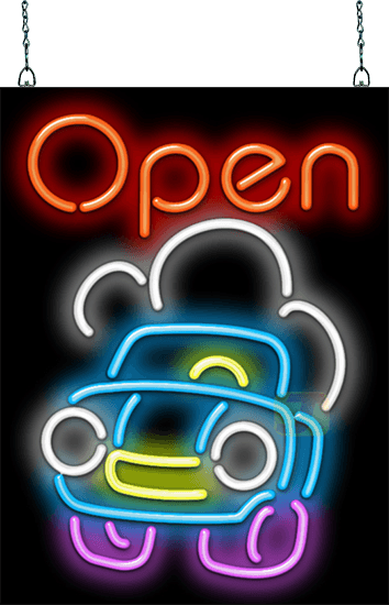 Open with Car Neon Sign