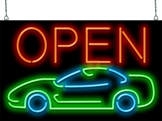 Open with Car Neon Sign