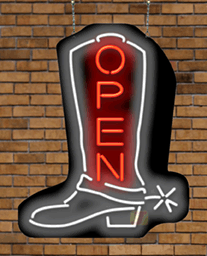 Cowboy Boot Open Contoured Neon Sign