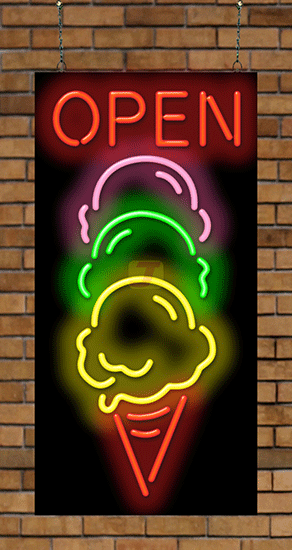 Ice Cream Open Neon Sign
