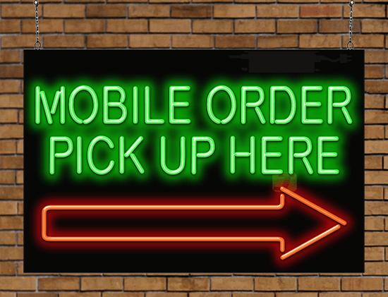 Mobile Order Pick Up Here Neon Sign