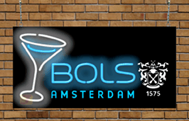BOLS Amsterdam 1575 Logo<br> with Cocktail Glass Neon Sign