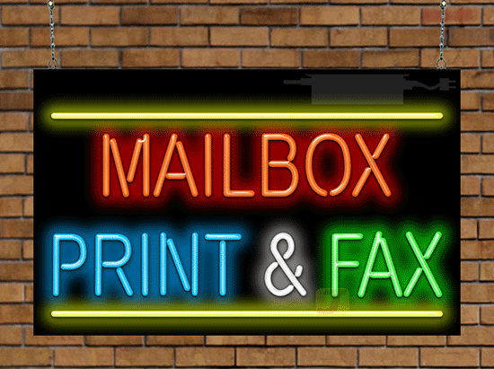 Mailbox Print & Fax Neon Sign