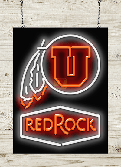 Red Rock with Utes Logo Neon Sign