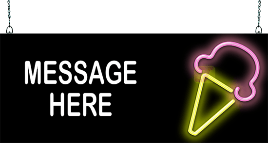 Custom Message Hard Ice Cream Cone Neon Sign