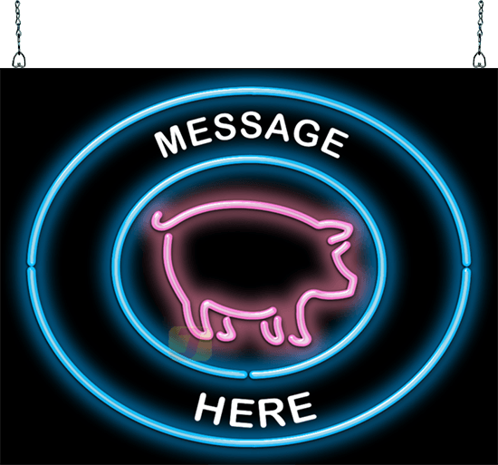 Custom Message Pig Circular Neon Sign