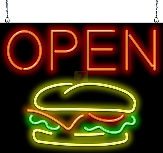 Burger Open Neon Sign