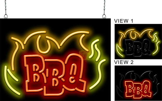 BBQ Flames Animated Neon Sign