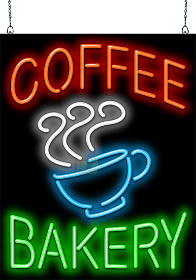 Coffee Bakery with Coffee Cup Neon Sign