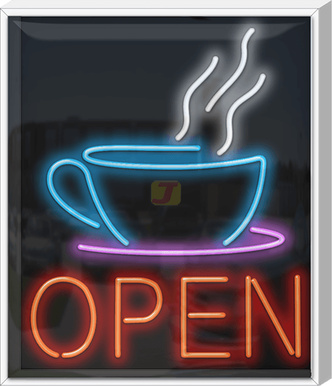 Outdoor XL Coffee Cup Open Neon Sign