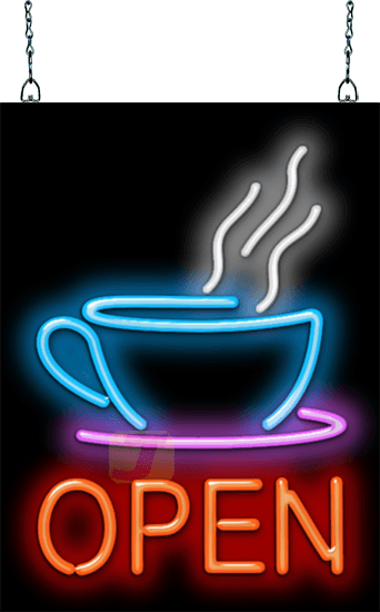 Coffee Cup Neon OPEN Sign