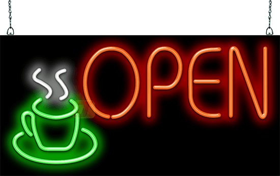 Coffee Cup Open Neon Sign