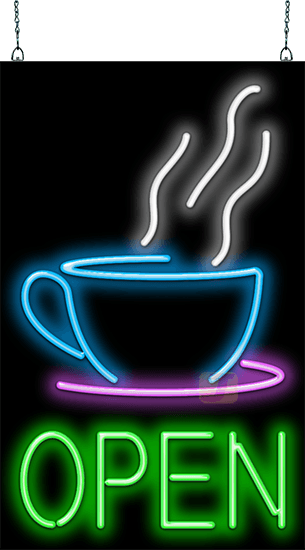 Coffee Cup Neon OPEN Sign Large
