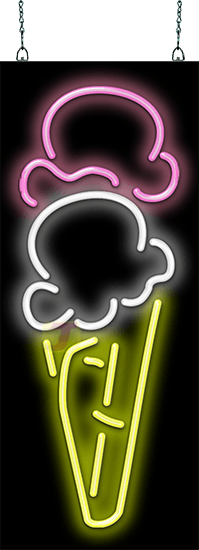 Double Scoop Ice Cream Cone Neon Sign