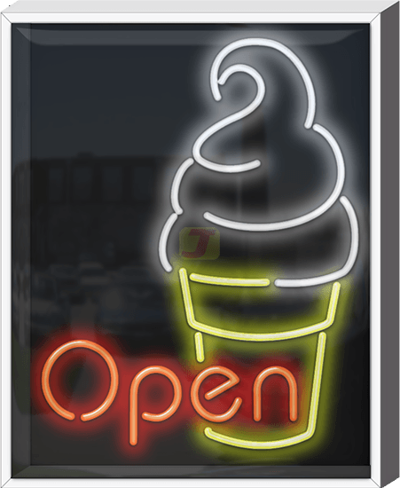 Outdoor Ice Cream Open Neon Sign