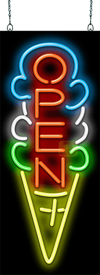 Ice Cream Cone Open Neon Sign