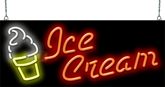 Ice Cream with Soft Serve Cone Neon Sign