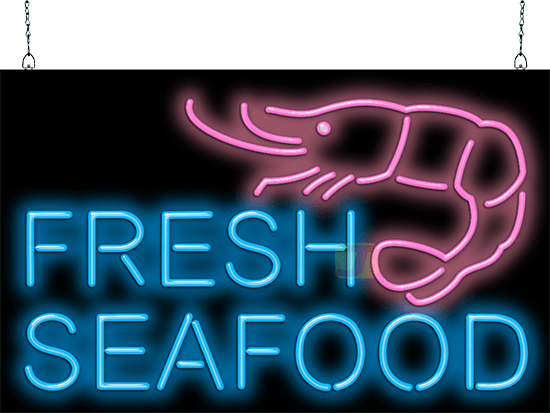 Fresh Seafood with Graphic Neon Sign