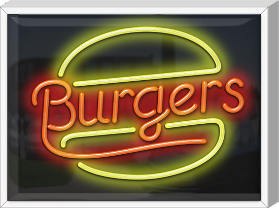 Outdoor Burgers Neon Sign
