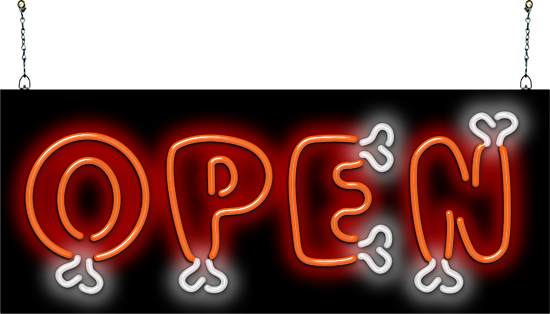 Meat Bone Open Neon Sign