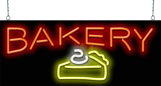 Bakery with Cake Graphic Neon Sign
