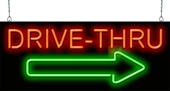 Drive-Thru with Arrow Neon Sign