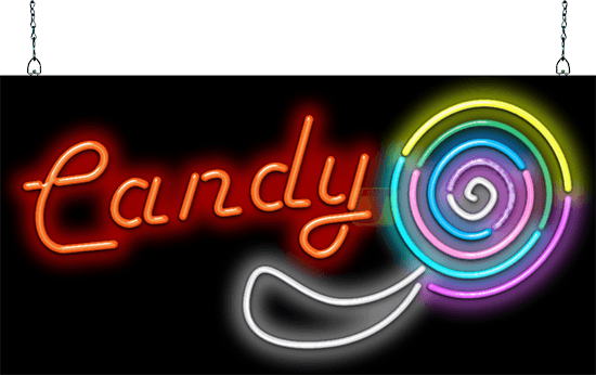 Candy with Graphic Neon Sign