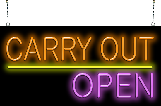 Carry Out Open Neon Sign with Free Flashing Open