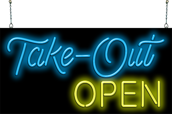 Take-Out Open Neon Signs with Free Flashing Open