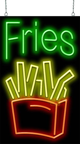 Fries Neon Sign with French Fries Graphic