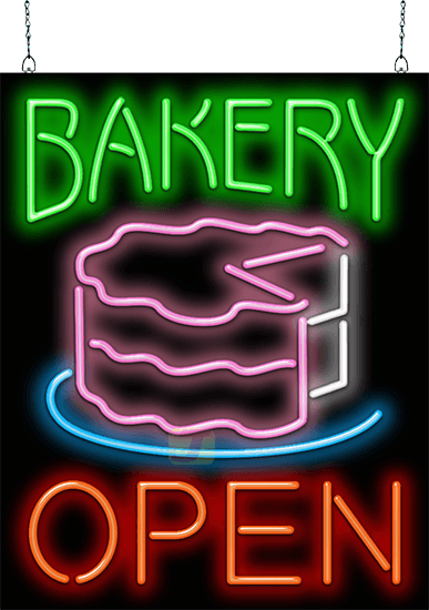 Bakery Open with Cake Neon Sign