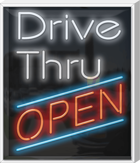 Outdoor XL Drive Thru Open Neon Sign