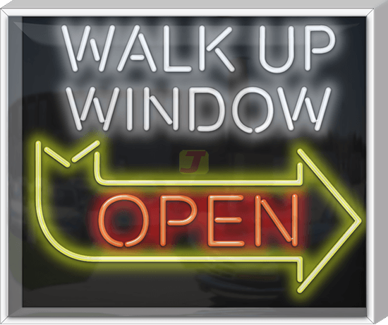 Outdoor Walk Up Window Open Neon Sign