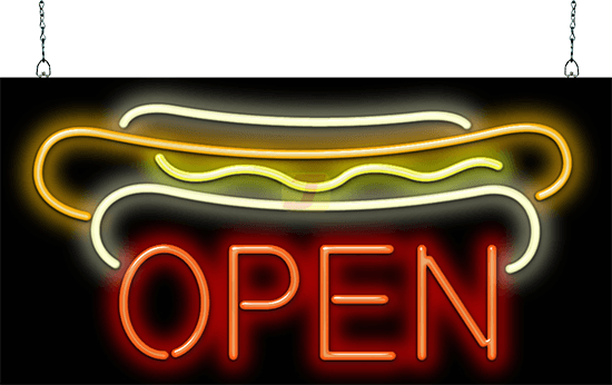 Hot Dogs Open Neon Sign