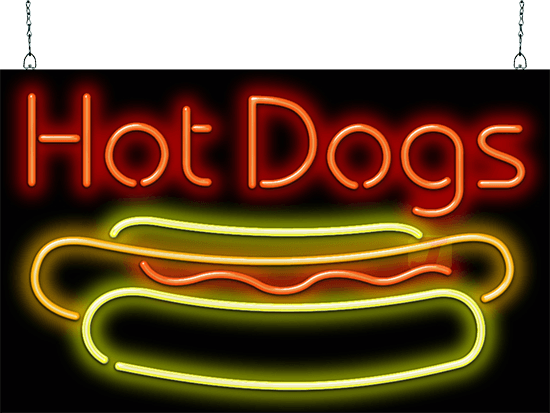 Hot Dogs with Dog Neon Sign